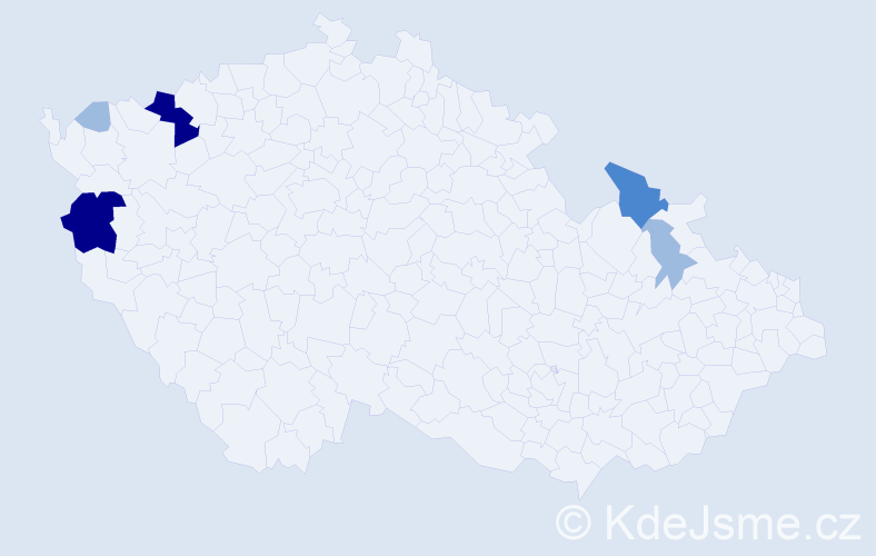 Příjmení: 'Kois', počet výskytů 12 v celé ČR