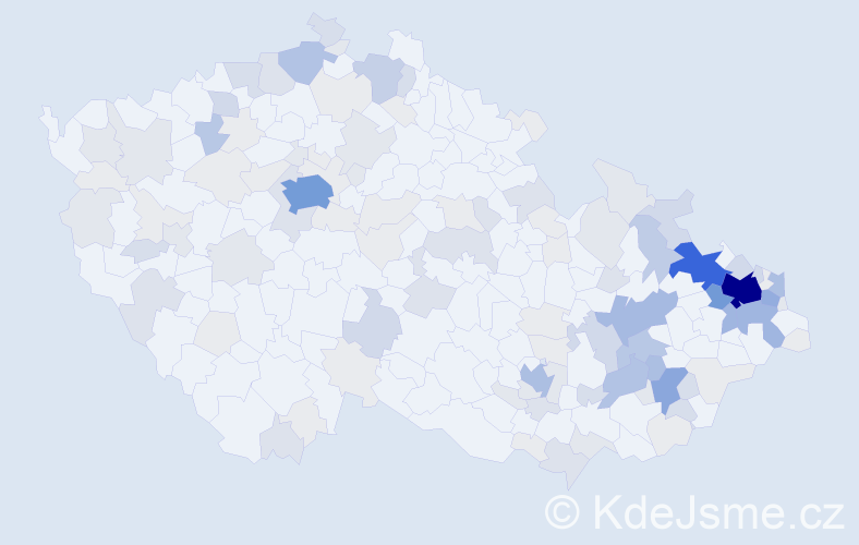 Příjmení: 'Vajdová', počet výskytů 482 v celé ČR