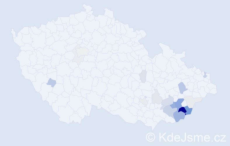 Příjmení: 'Dynka', počet výskytů 71 v celé ČR