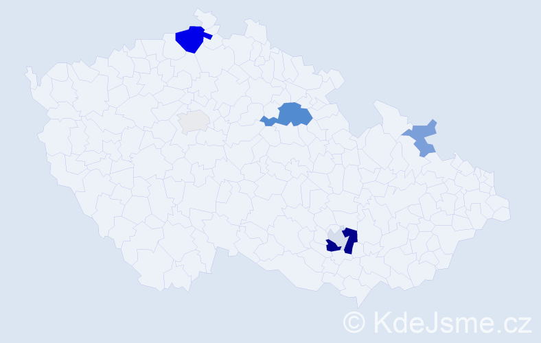 Příjmení: 'Mahn', počet výskytů 17 v celé ČR
