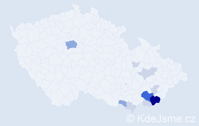 Příjmení: 'Krchňáčková', počet výskytů 31 v celé ČR