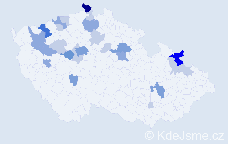 Příjmení: 'Krzák', počet výskytů 67 v celé ČR