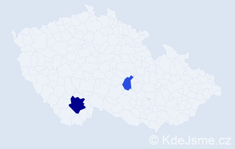 Příjmení: 'Vocedálek', počet výskytů 5 v celé ČR