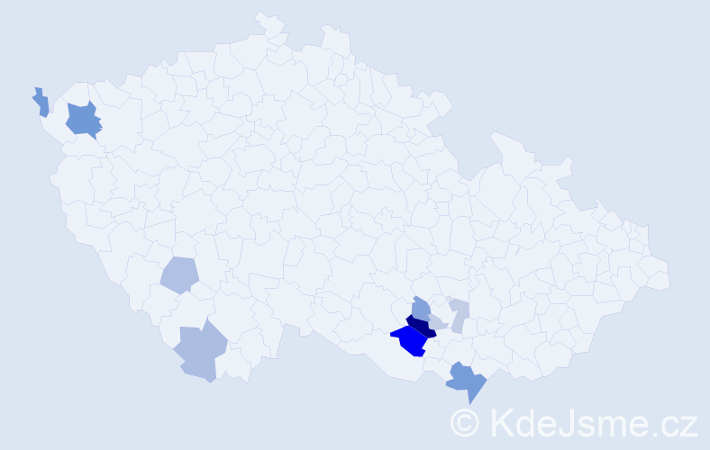 Příjmení: 'Čudanová', počet výskytů 19 v celé ČR