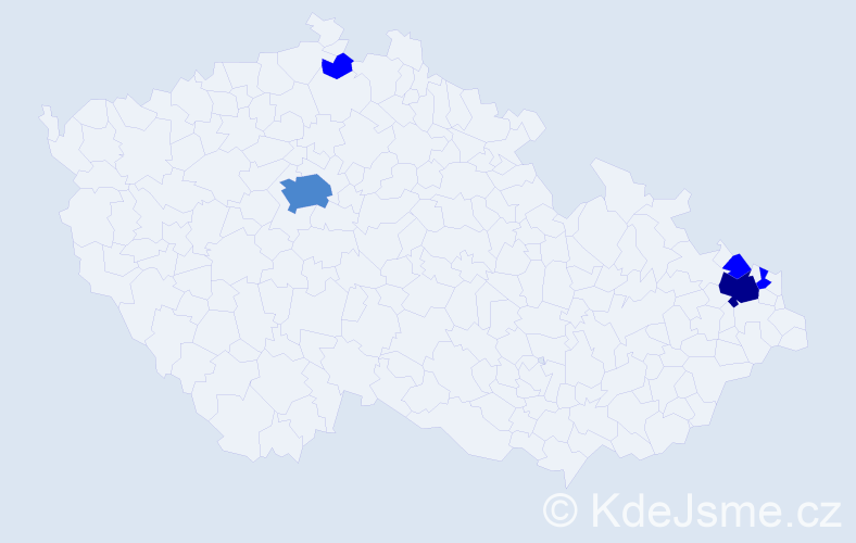 Příjmení: 'Kovala', počet výskytů 10 v celé ČR