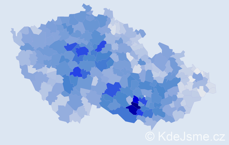 Příjmení: 'Procházková', počet výskytů 16618 v celé ČR