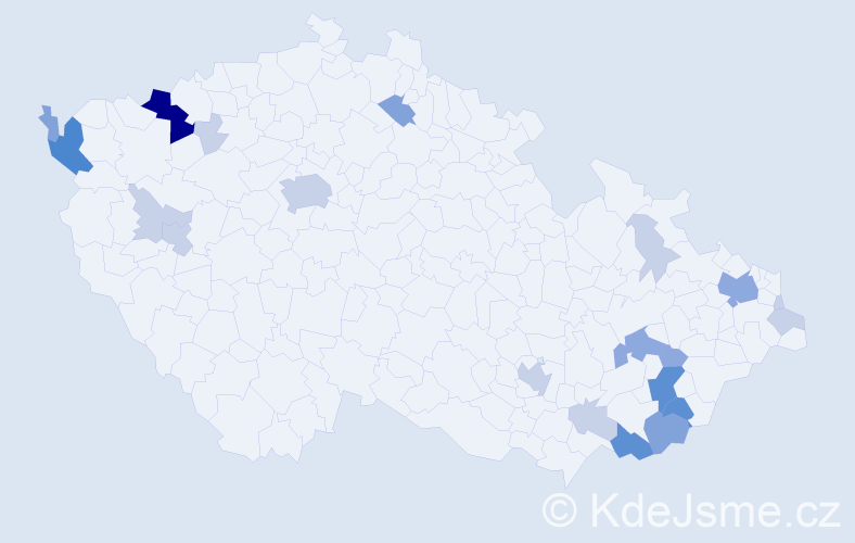 Příjmení: 'Sahajová', počet výskytů 57 v celé ČR
