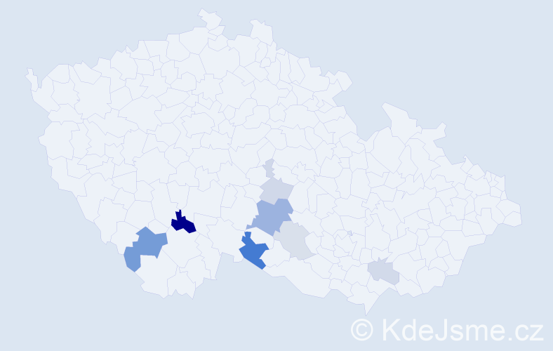 Příjmení: 'Pitzmos', počet výskytů 17 v celé ČR