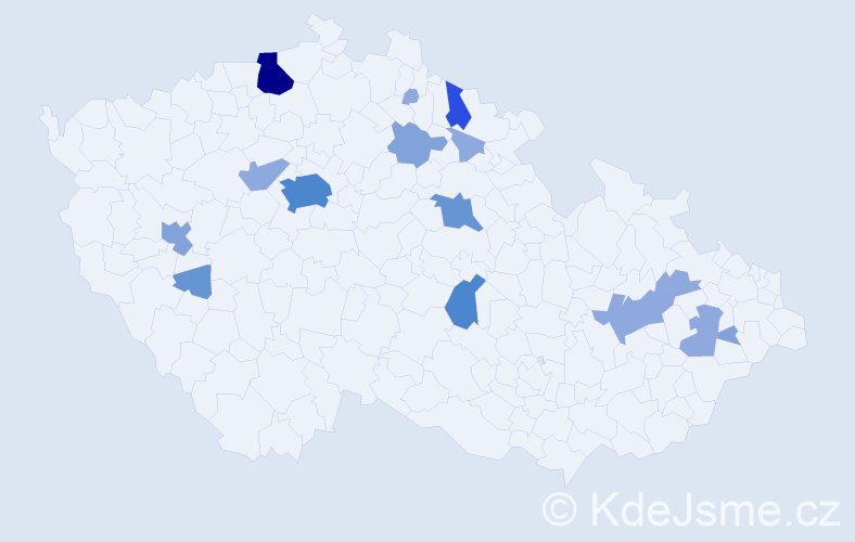 Příjmení: 'Pružinec', počet výskytů 40 v celé ČR