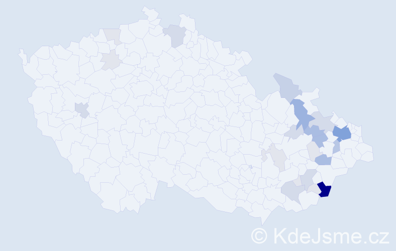 Příjmení: 'Bartošák', počet výskytů 90 v celé ČR