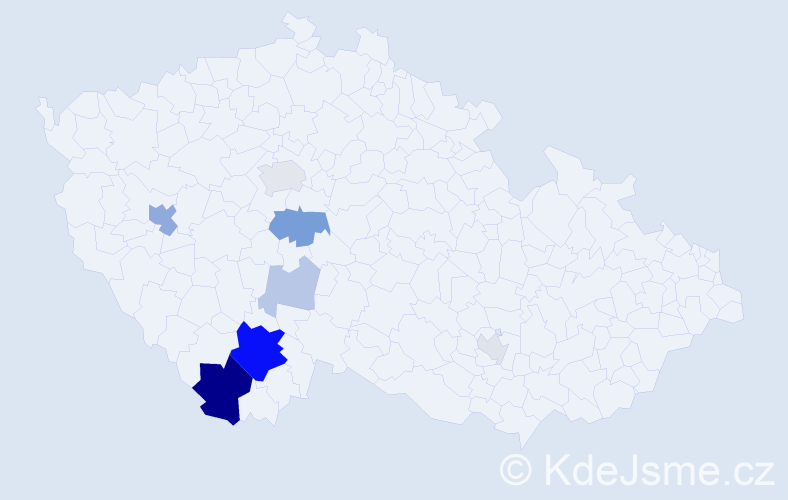 Příjmení: 'Tanzerová', počet výskytů 24 v celé ČR