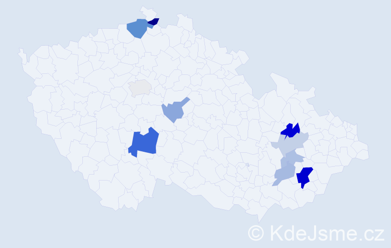 Příjmení: 'Menšová', počet výskytů 23 v celé ČR