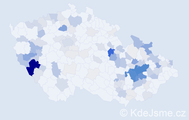 Příjmení: 'Soušek', počet výskytů 483 v celé ČR