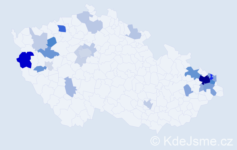 Příjmení: 'Dombrovský', počet výskytů 75 v celé ČR