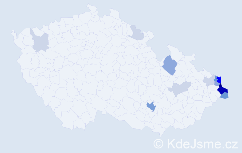 Příjmení: 'Tomanek', počet výskytů 61 v celé ČR