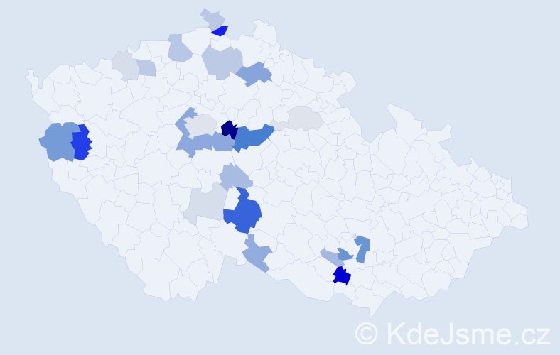 Příjmení: 'Charouzek', počet výskytů 73 v celé ČR