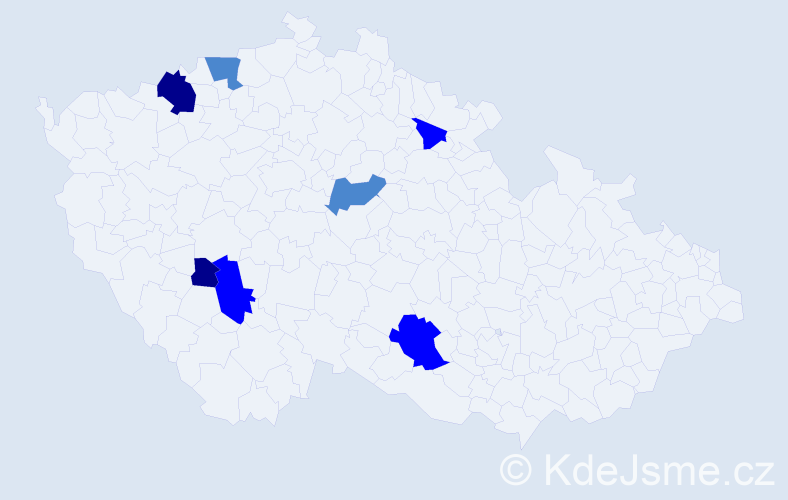 Příjmení: 'Pištec', počet výskytů 14 v celé ČR