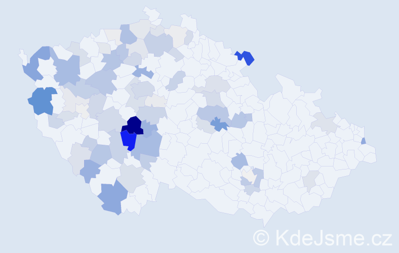 Příjmení: 'Habart', počet výskytů 302 v celé ČR
