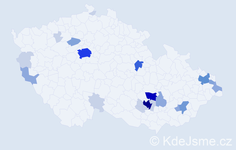 Příjmení: 'Lakotová', počet výskytů 75 v celé ČR