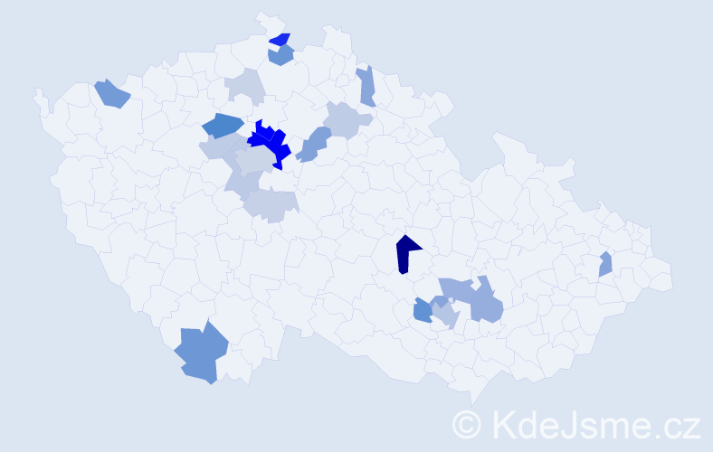 Příjmení: 'Jandourková', počet výskytů 72 v celé ČR