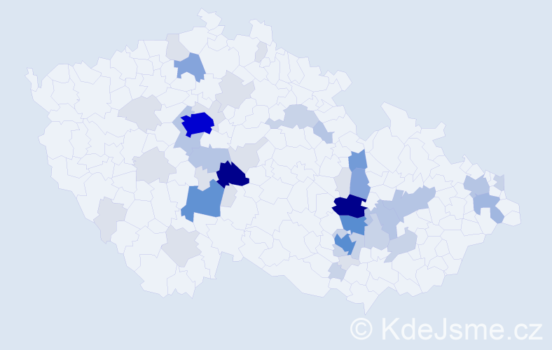 Příjmení: 'Kupsová', počet výskytů 173 v celé ČR