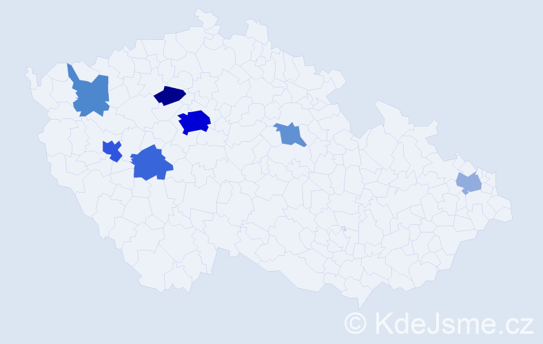 Příjmení: 'Ahmedov', počet výskytů 22 v celé ČR