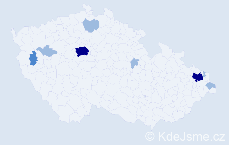 Příjmení: 'Podgorná', počet výskytů 15 v celé ČR