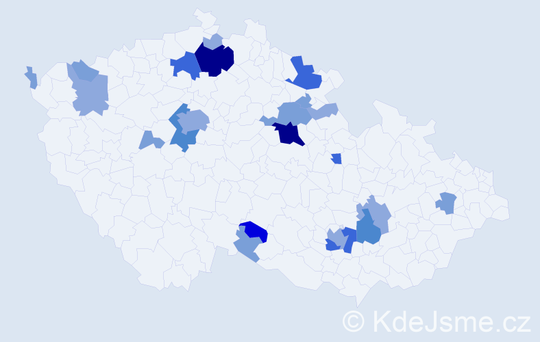 Příjmení: 'Báchor', počet výskytů 62 v celé ČR