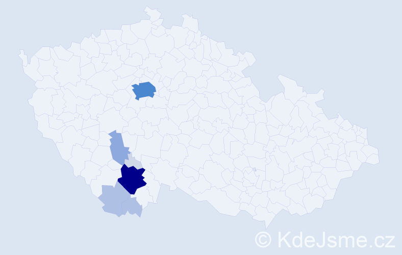 Příjmení: 'Koklar', počet výskytů 30 v celé ČR