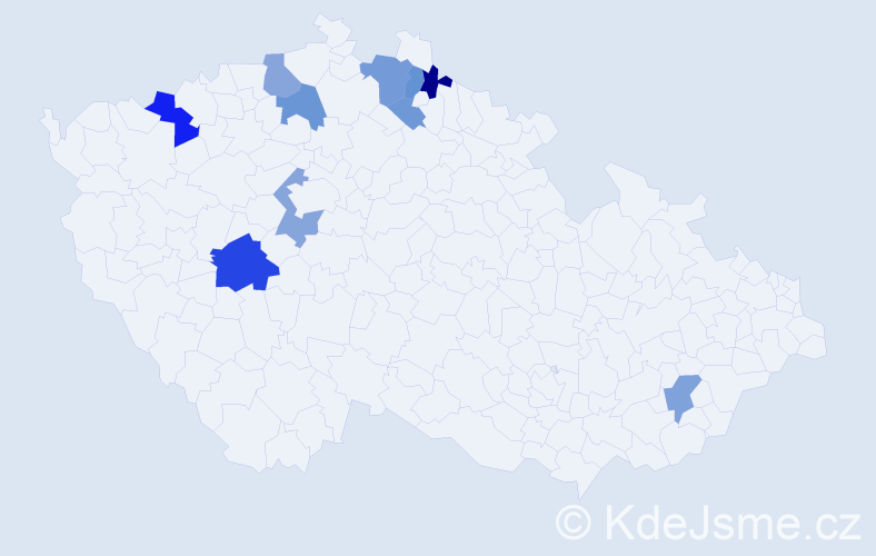 Příjmení: 'Gahlerová', počet výskytů 23 v celé ČR