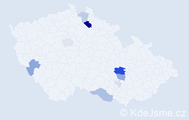 Příjmení: 'Kárlová', počet výskytů 13 v celé ČR