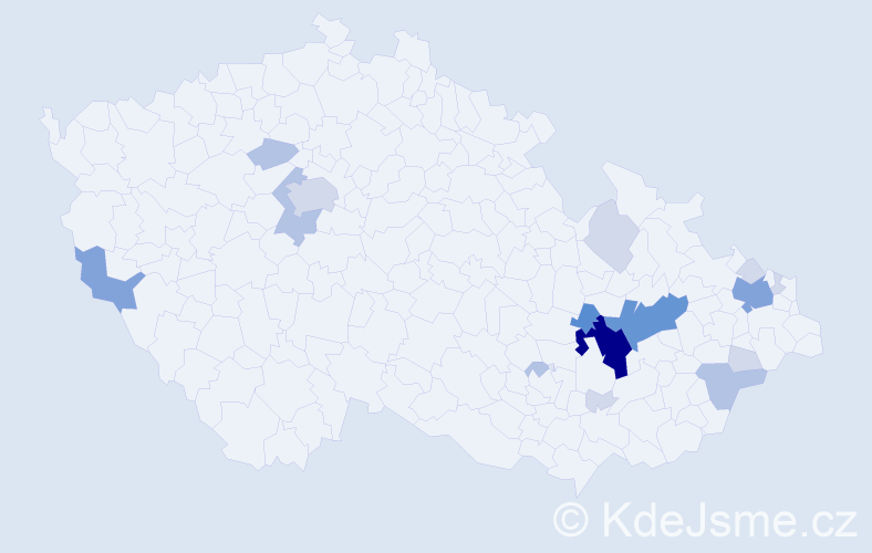 Příjmení: 'Pišťák', počet výskytů 51 v celé ČR
