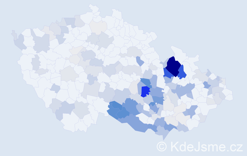 Příjmení: 'Skoumal', počet výskytů 560 v celé ČR
