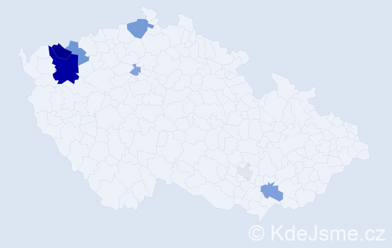 Příjmení: 'Gurega', počet výskytů 23 v celé ČR