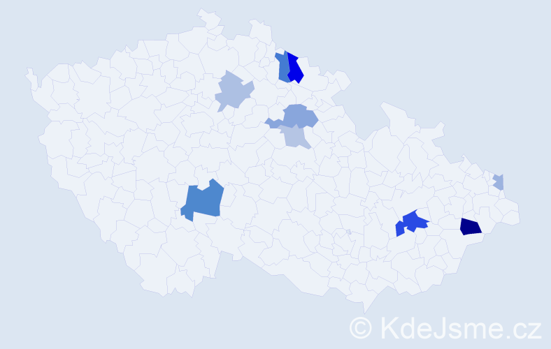 Příjmení: 'Fabišík', počet výskytů 18 v celé ČR
