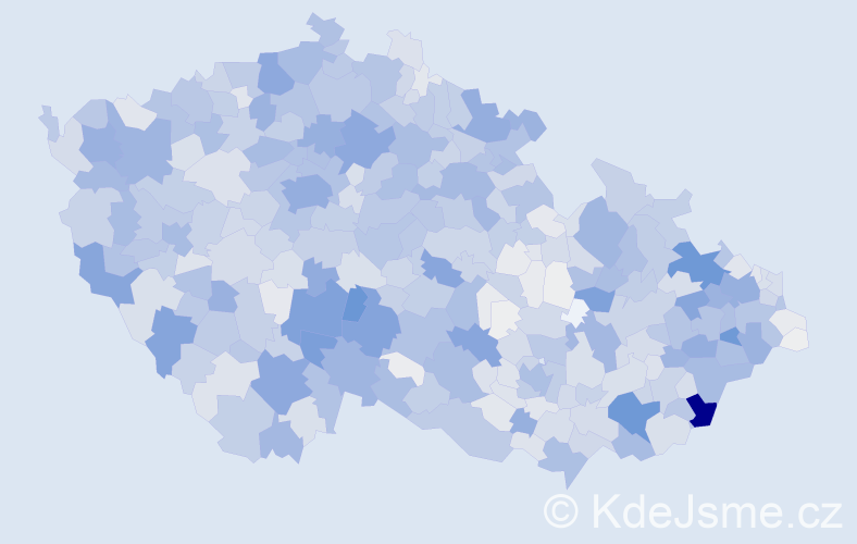 Příjmení: 'Vaněk', počet výskytů 7600 v celé ČR
