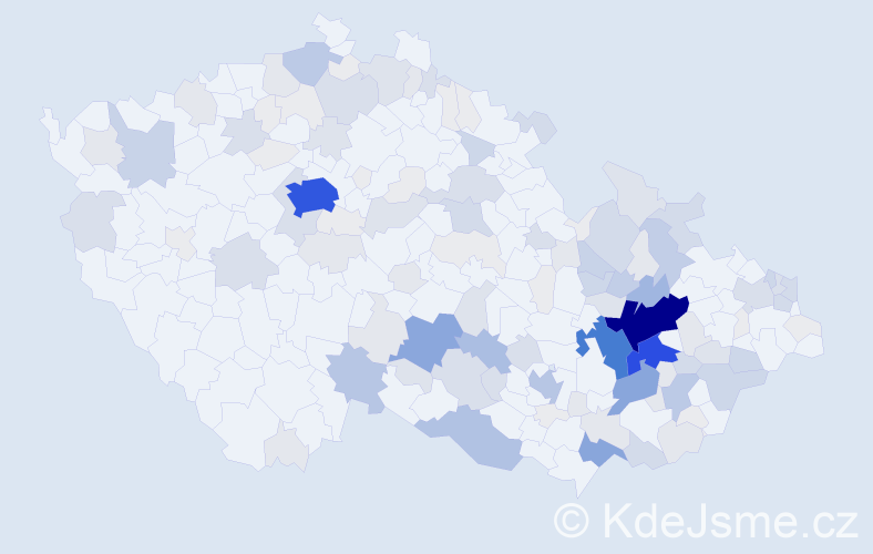 Příjmení: 'Běhal', počet výskytů 593 v celé ČR