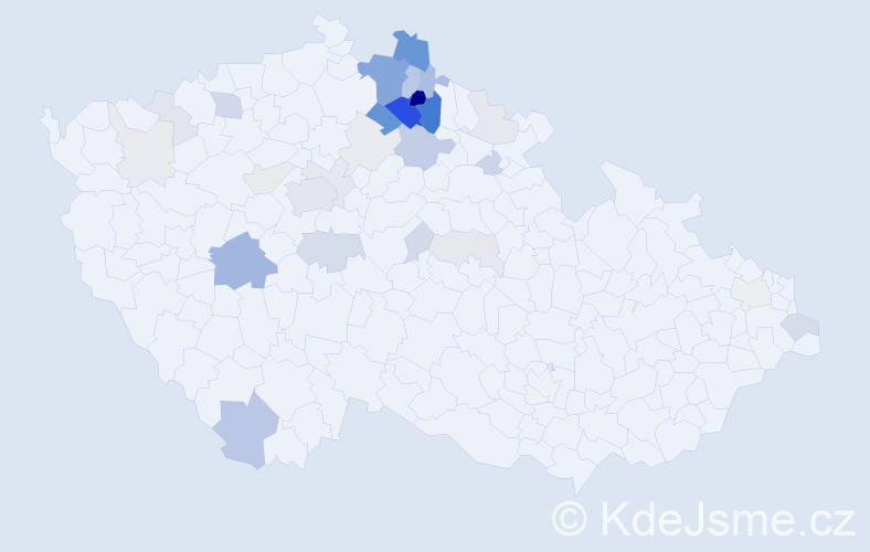 Příjmení: 'Trakal', počet výskytů 103 v celé ČR