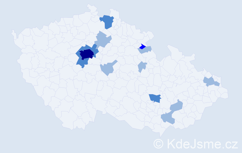 Příjmení: 'Thomson', počet výskytů 23 v celé ČR
