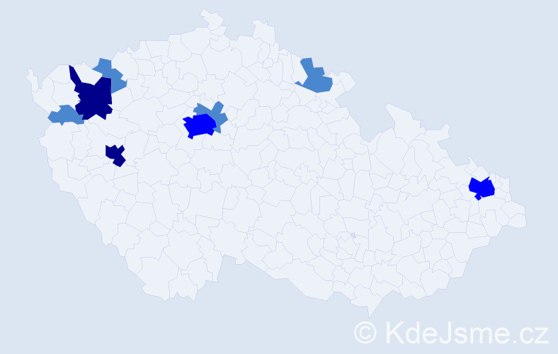 Příjmení: 'Mečárová', počet výskytů 14 v celé ČR