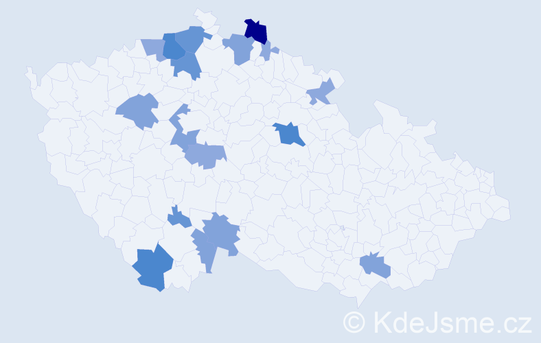 Příjmení: 'Augstenová', počet výskytů 45 v celé ČR
