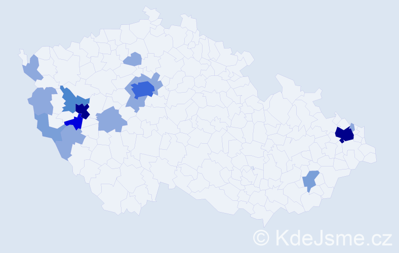Příjmení: 'Cvačková', počet výskytů 39 v celé ČR