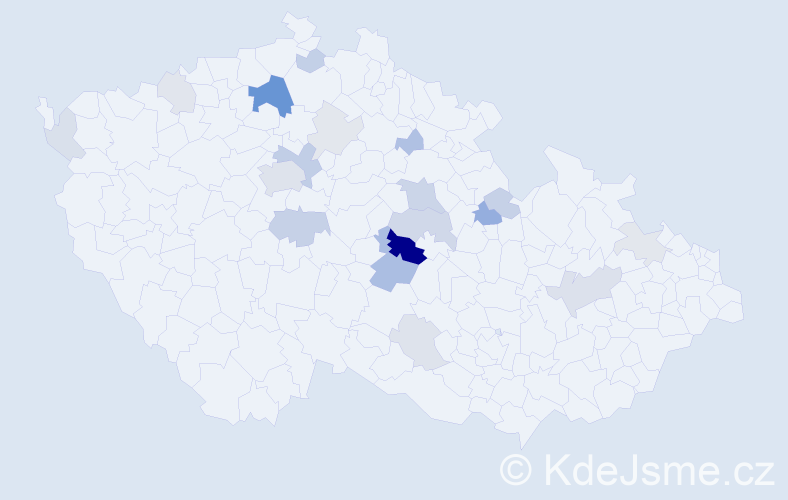 Příjmení: 'Krulík', počet výskytů 53 v celé ČR