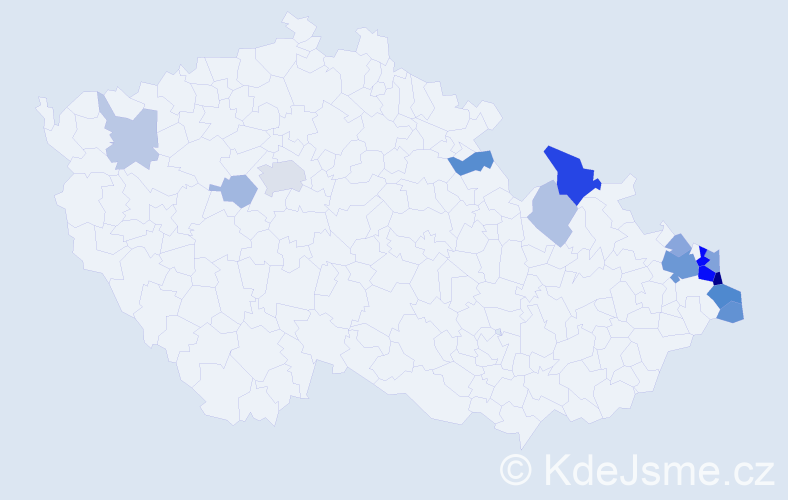 Příjmení: 'Mrowiec', počet výskytů 39 v celé ČR