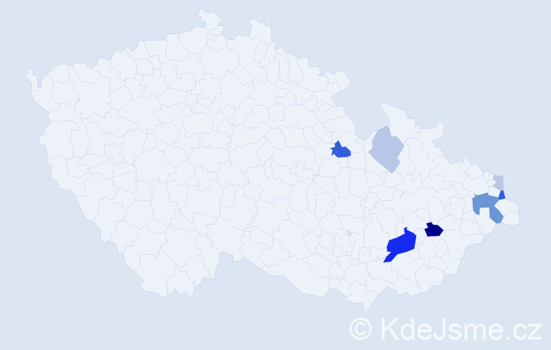 Příjmení: 'Terešková', počet výskytů 18 v celé ČR