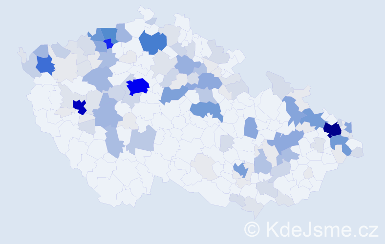 Příjmení: 'Koky', počet výskytů 677 v celé ČR
