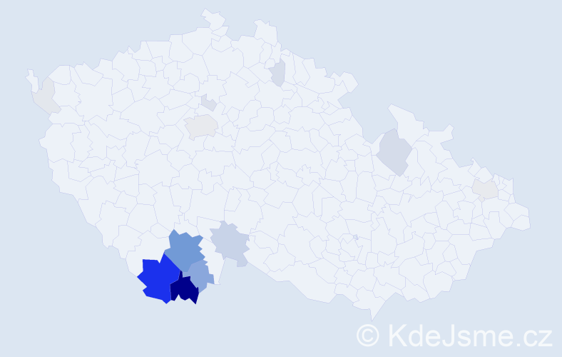 Příjmení: 'Opekarová', počet výskytů 87 v celé ČR