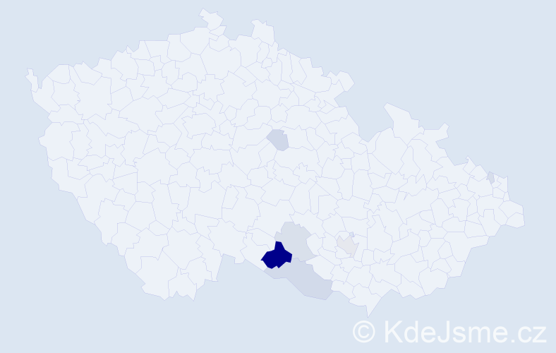 Příjmení: 'Nejerálová', počet výskytů 25 v celé ČR