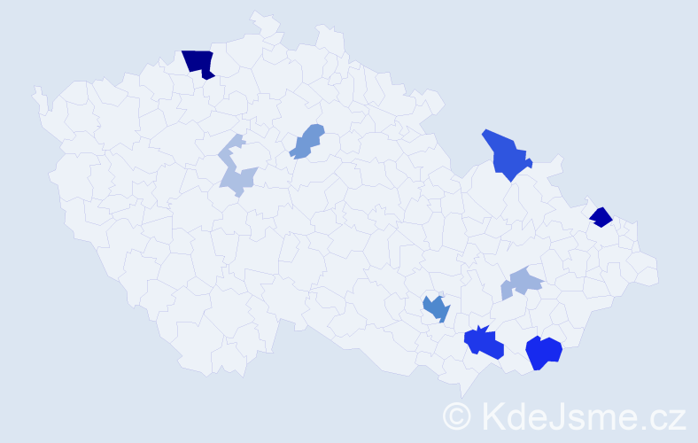 Příjmení: 'Zavrtal', počet výskytů 30 v celé ČR