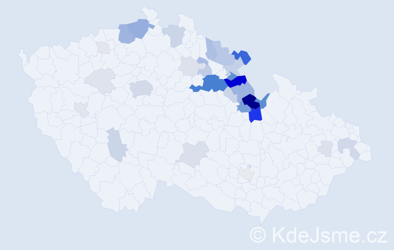 Příjmení: 'Kyral', počet výskytů 144 v celé ČR